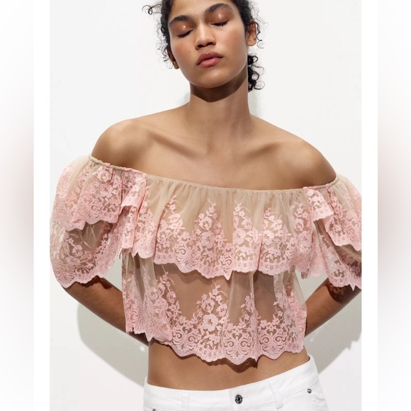 Zara Embroidered Lace Top! - Picture 1 of 9